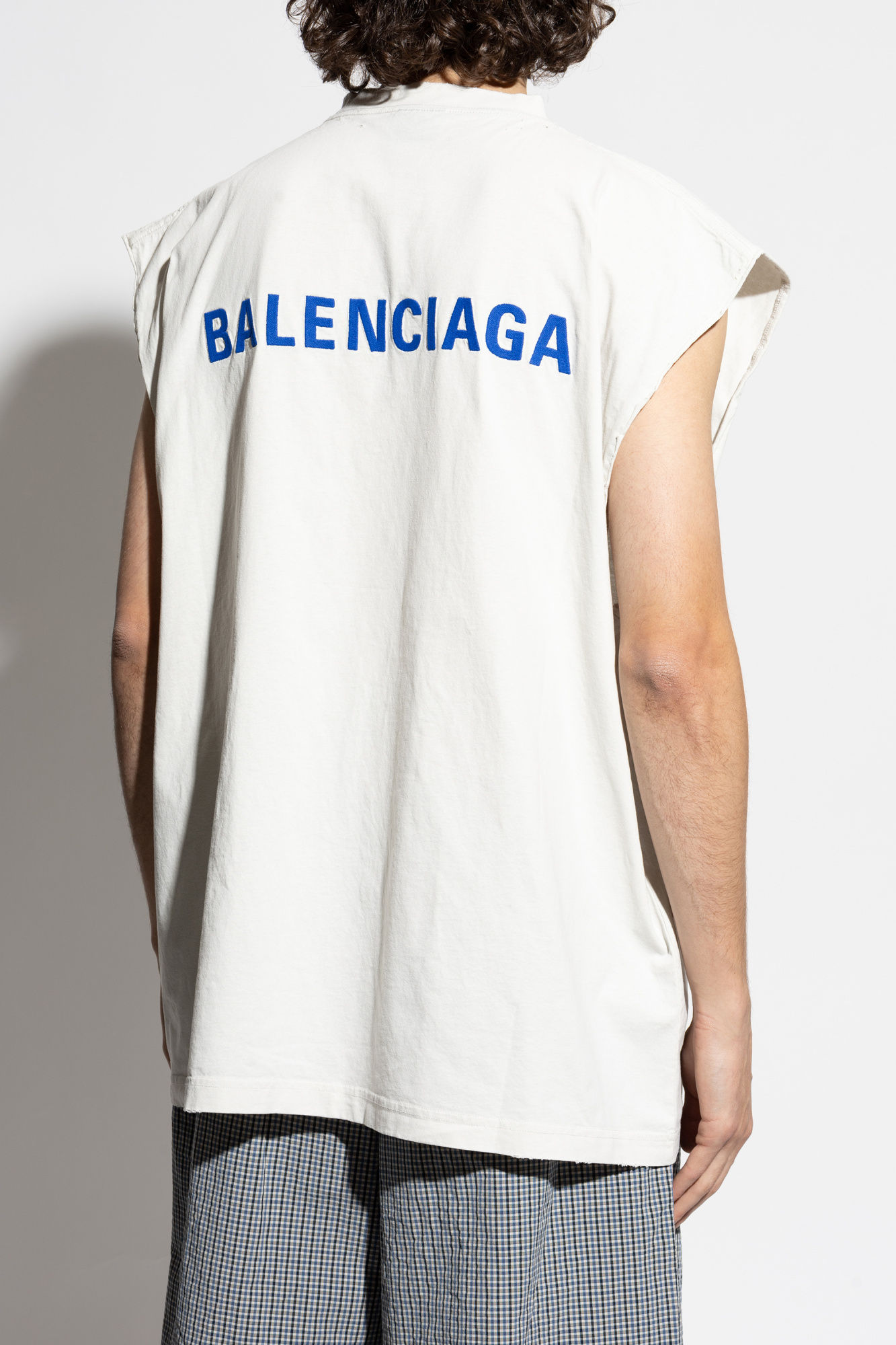 Tシャツ・カットソー BALENCIAGA WHITE STRETCH WOOL BLEND TANK TOP Balenciaga Sleeveless T-shirt | Men's Clothing | Vitkac